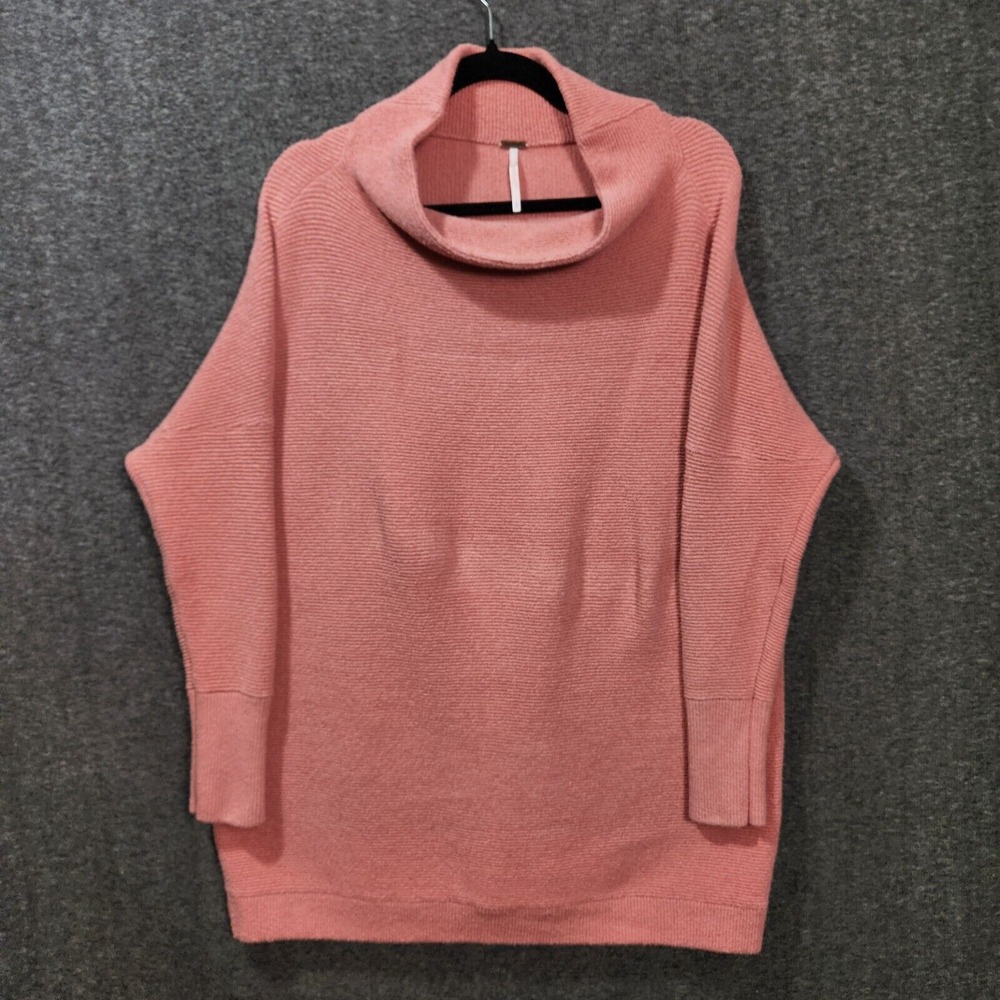 Free People Ottoman‎ Slouchy Tunic Ribbed Long Oversized Sweater Size Small Pink
